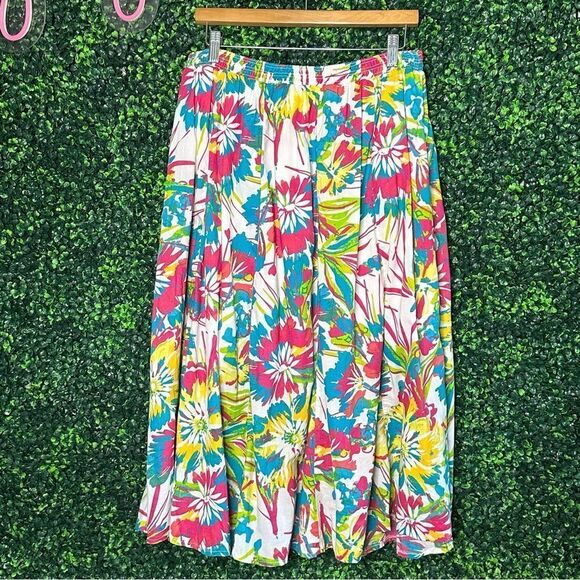 Lane Bryant Floral Skirt Tropical Colorful Cotton Midi Sz 14/16 - Picture 4 of 7